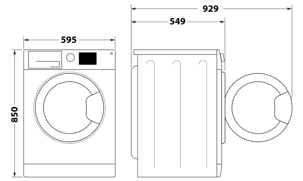 Indesit EWDE 7528 W EU Габаритные размеры