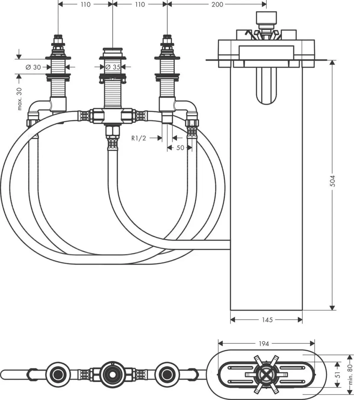 Hansgrohe Finoris 13440180 Габаритні розміри