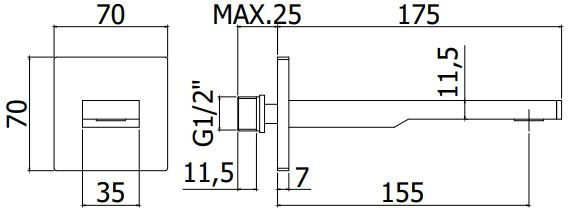 Paffoni Elle Matt Black KIT EL019NO Габаритные размеры