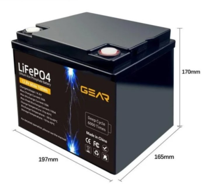 Gear LiFePO4 12.8V 60Ah Габаритные размеры