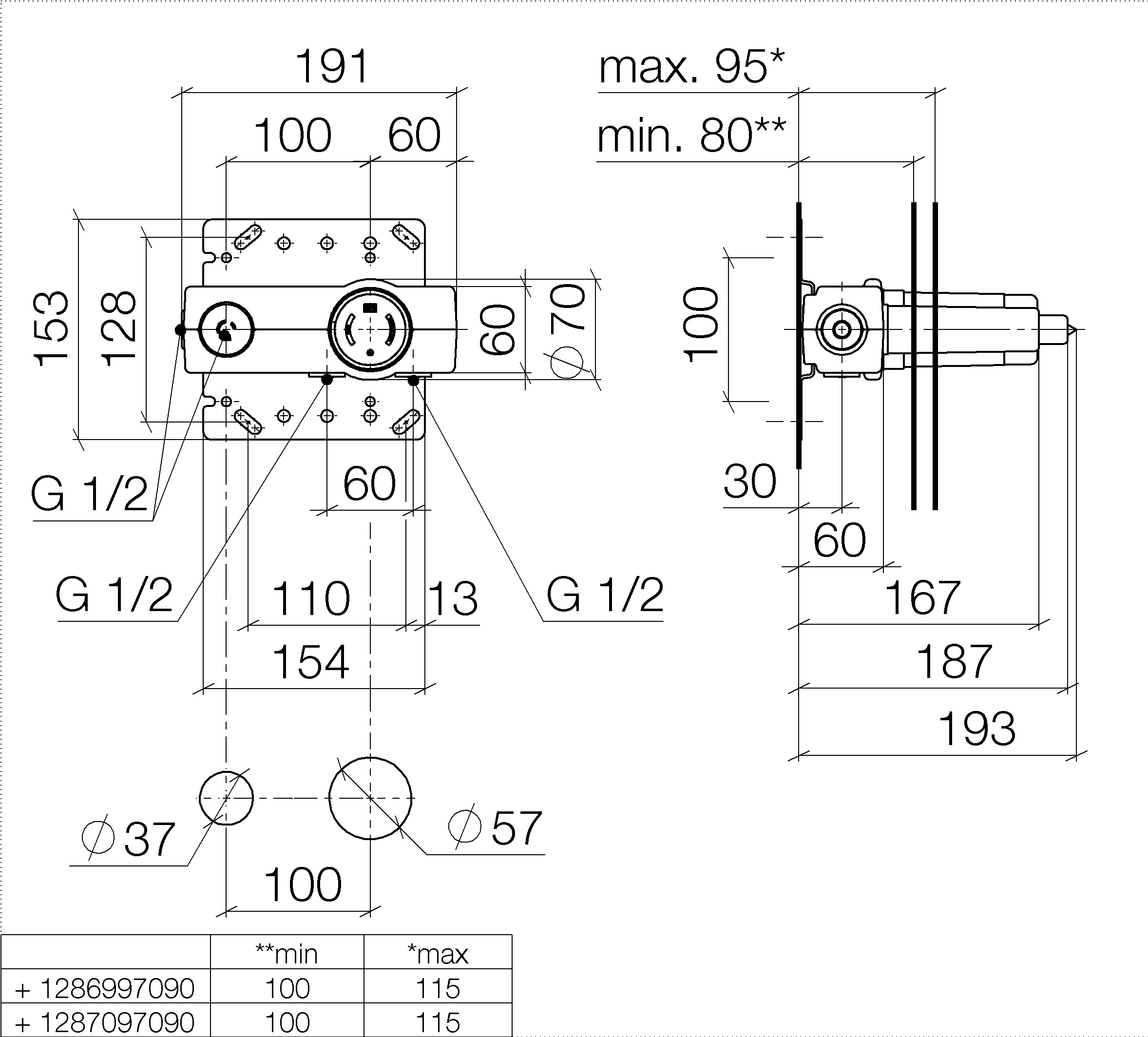 Dornbracht (3586097090) Габаритные размеры