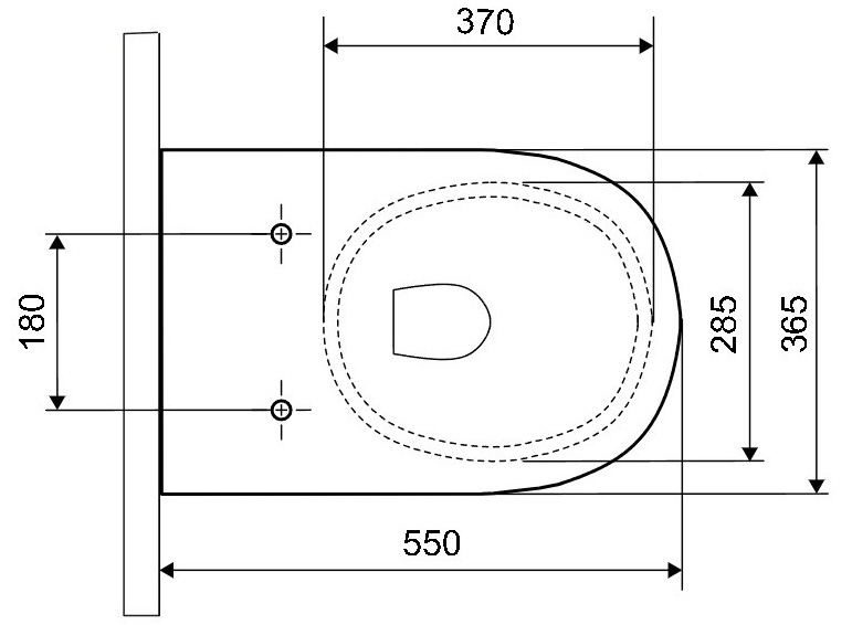 Excellent Doto Pure Rim 55x36 см Soft Close (CEEX.1404.545.WH) Габаритні розміри