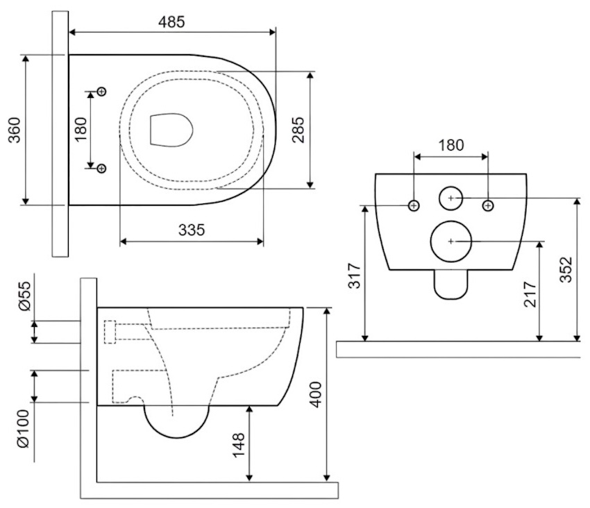 Excellent Doto Pure Rim 48.5x36 см Soft Close (CEEX.1404.485.WH) Габаритні розміри