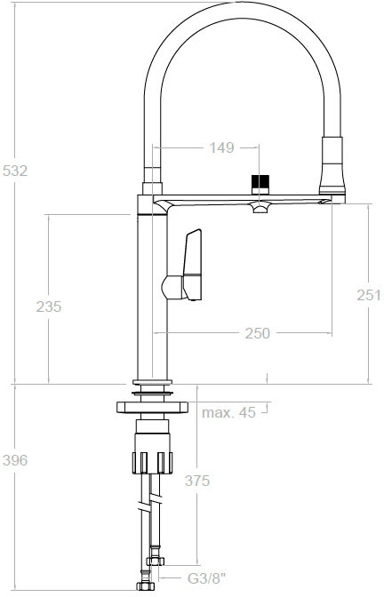 Ramon Soler Kitchen Pure Water Matt Black (898801MCNM38E306085) Габаритні розміри