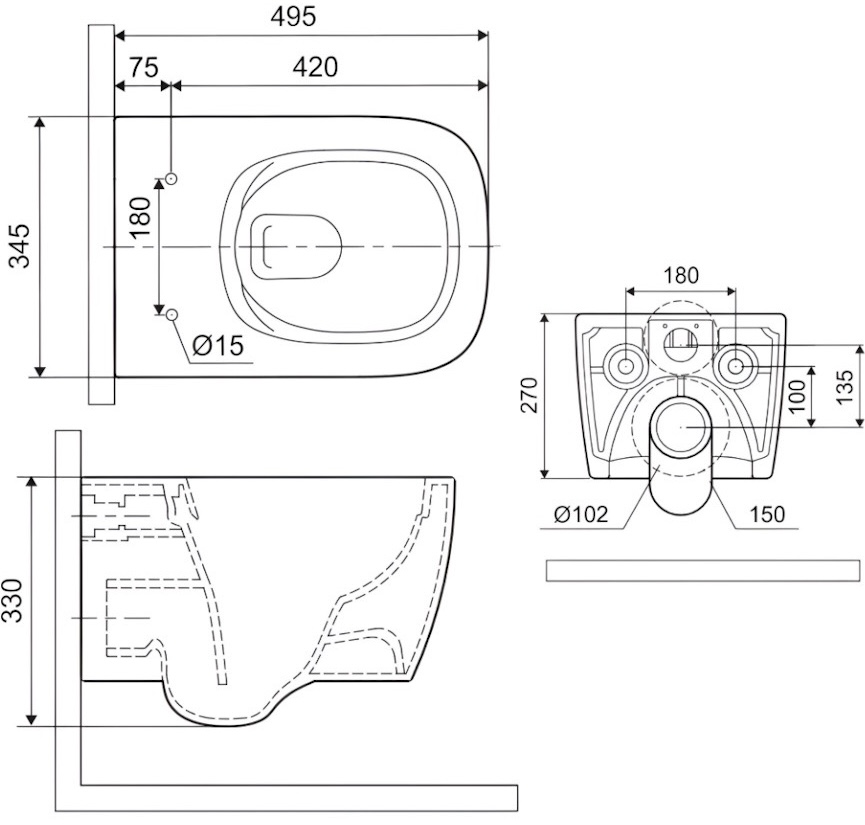 Excellent Doto S 49x34 см Soft Close (CEEX.1609.495.WH) Габаритні розміри