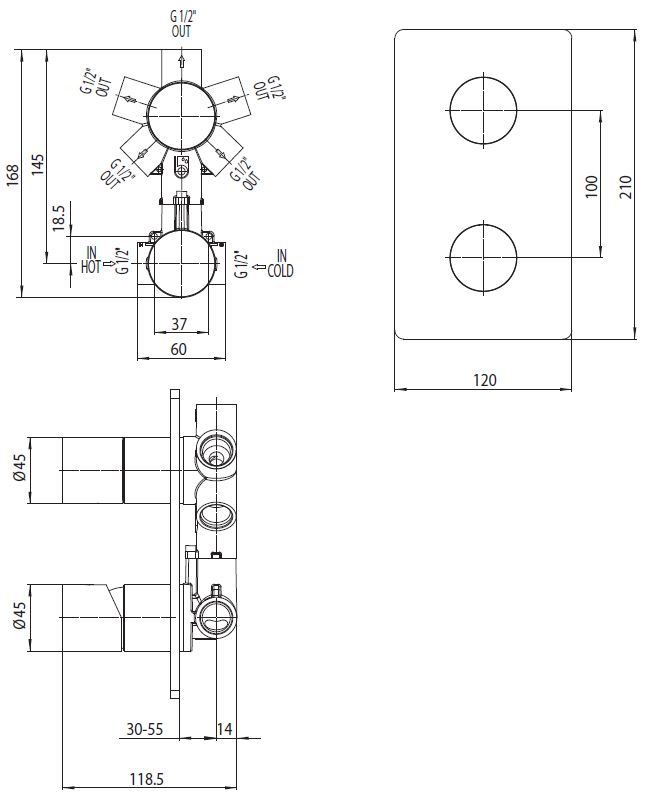 Bossini Chrome (Z00130000000005) Габаритні розміри