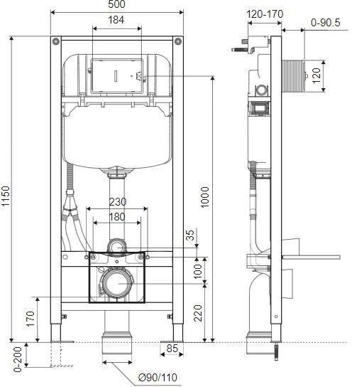 Excellent Shiro Premium (INEX.SP1150.500) Габаритные размеры