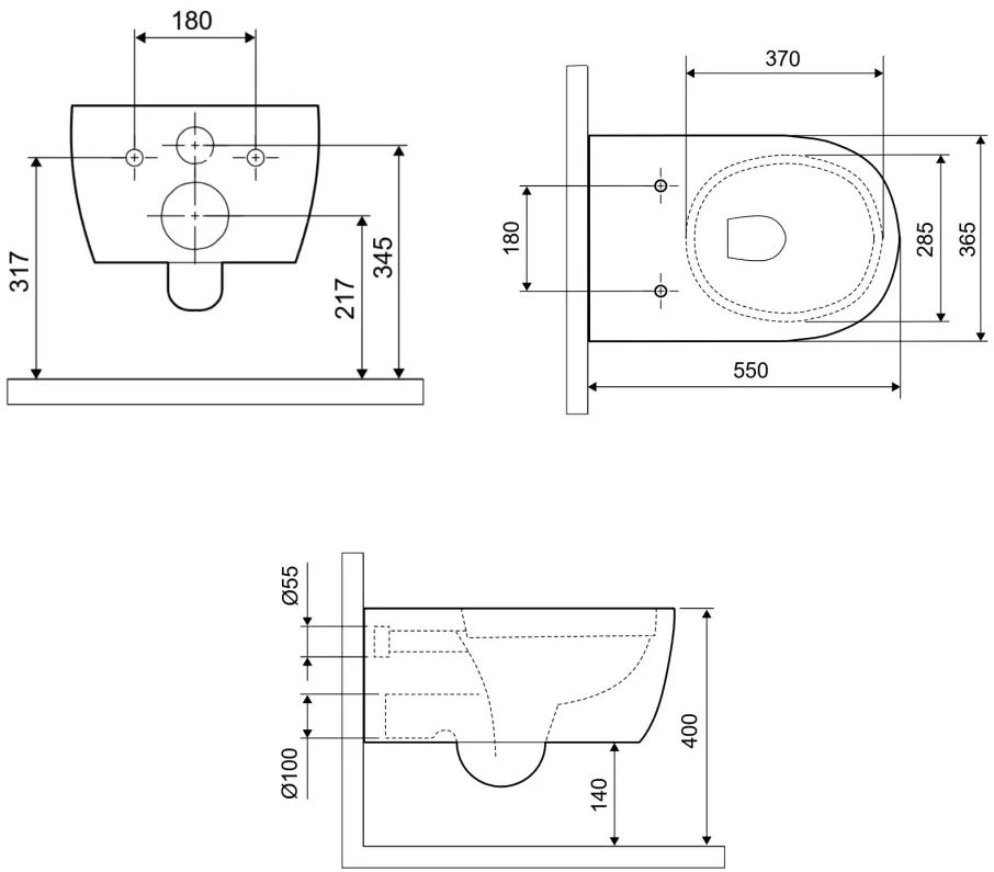 Excellent Doto D54 55x36 см Soft Close (CEEX.1403.545.WH) Габаритні розміри