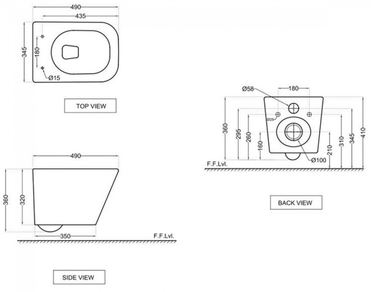 Jaquar Aria Rimless Soft Close (ARS-WHT-39953BIUFSM) Габаритні розміри