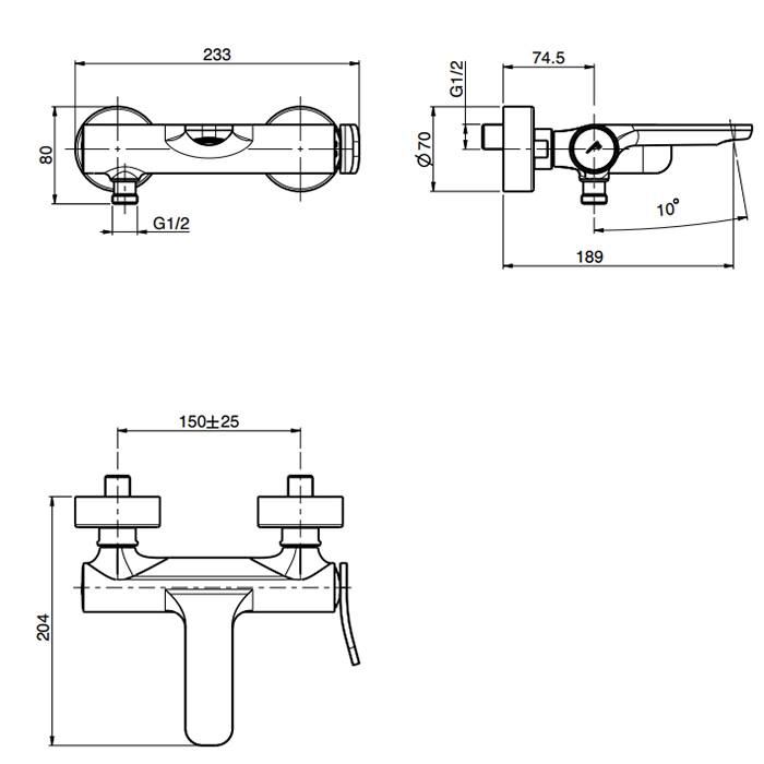 Fima Carlo Frattini Flo Black matt (F3804-1NS) Габаритні розміри