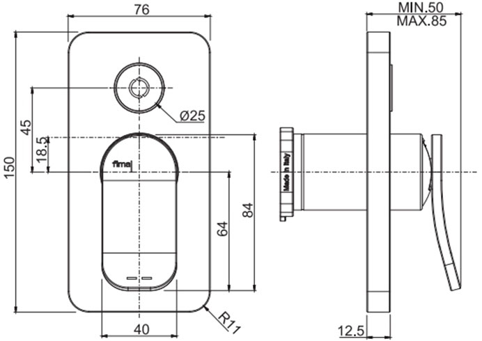 Fima Carlo Frattini Flo Black matt (F3809E2NS) Габаритні розміри