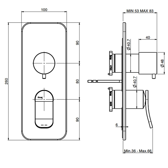 Fima Carlo Frattini Flo Black matt (F3809X6NS) Габаритні розміри