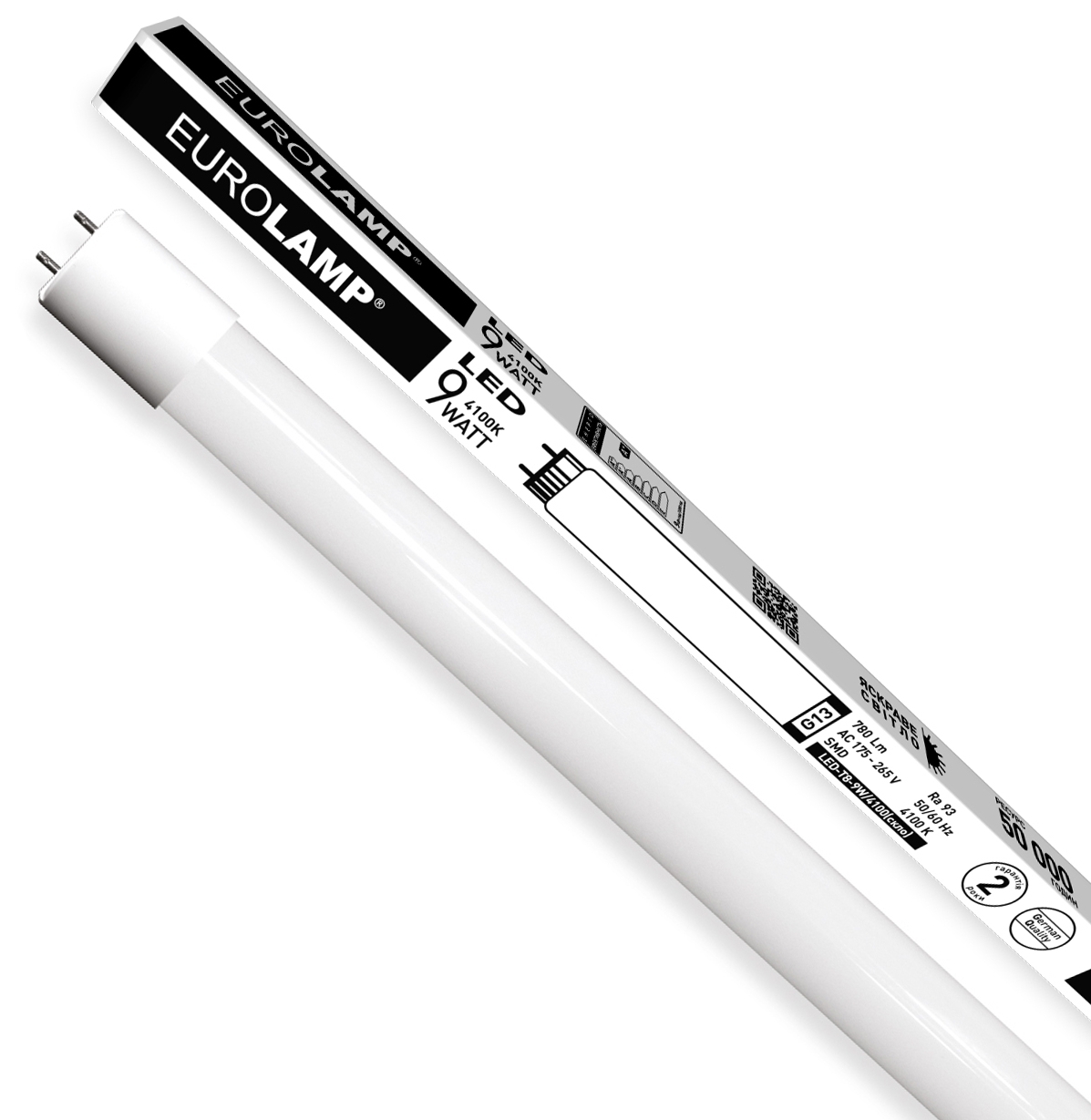 Eurolamp стекло 9W G13 (T8) 4000K 220V