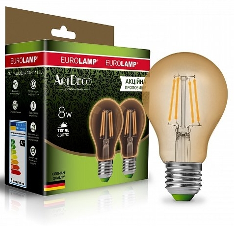 Eurolamp LED A60 800 Lm E27 3000K 2шт