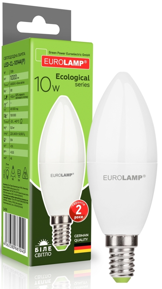 LED EUROLAMP LED ECO серія Р CL 10W 1000Lm E14 4000K (LED-CL-10144(P))