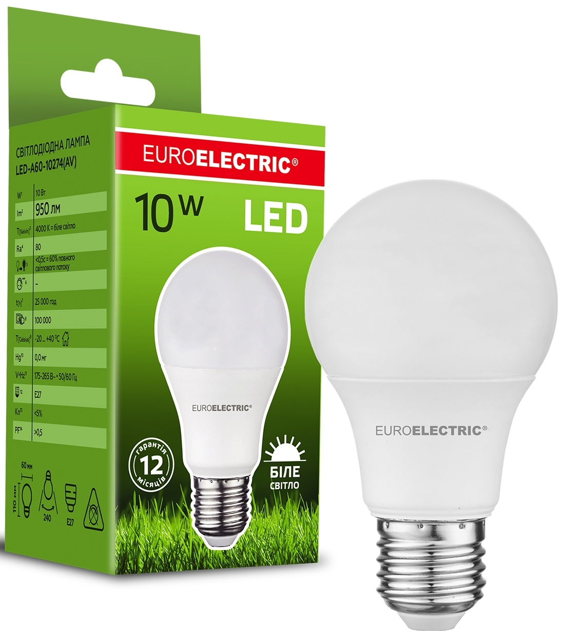 Euroelectric LED A60 10W 950 Lm E27 4000K
