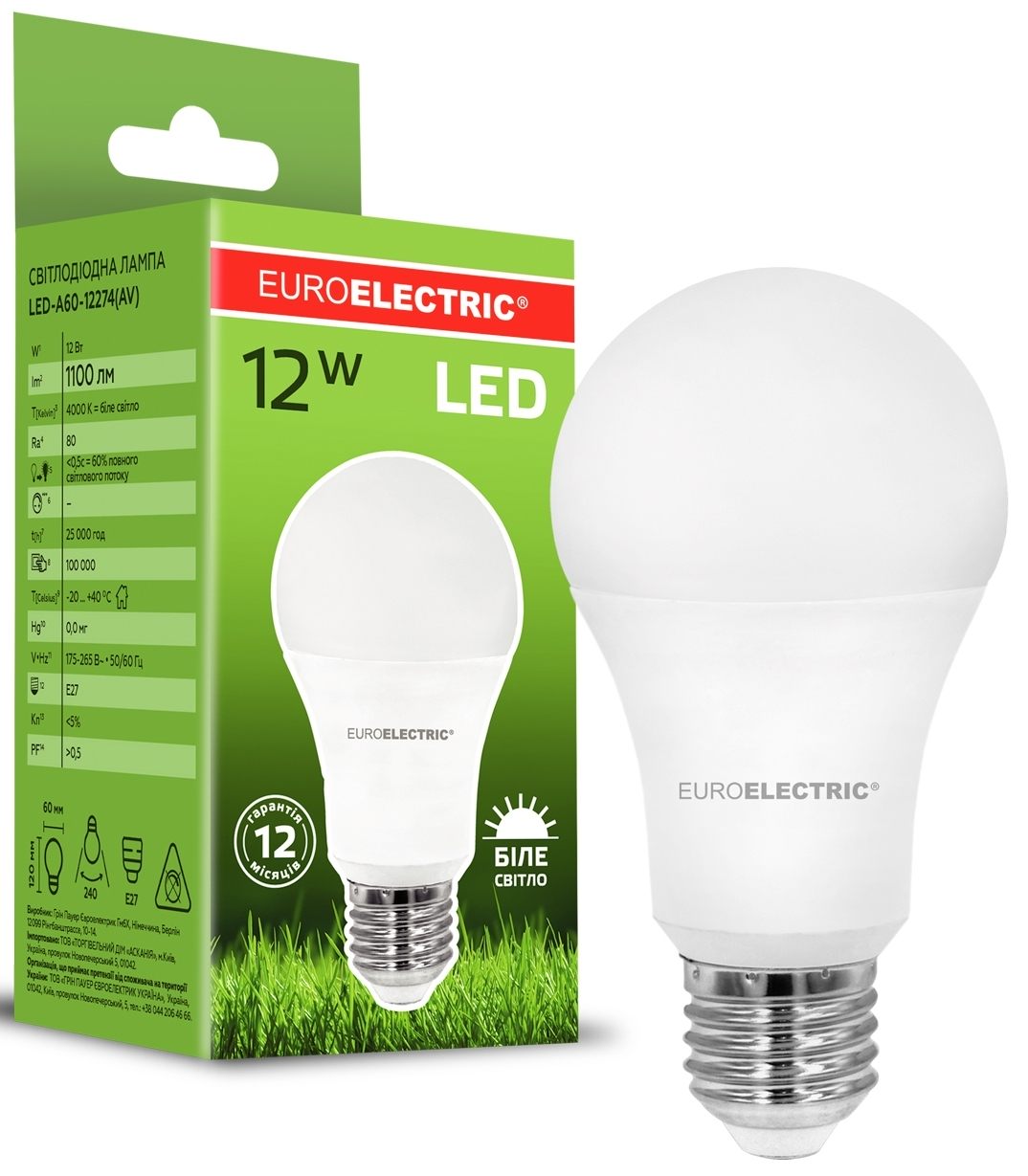 Euroelectric LED A60 12W 1100 Lm E27 4000K