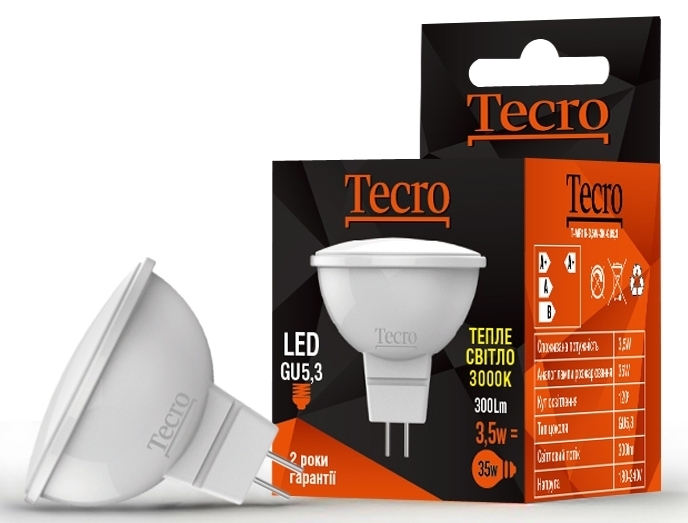 Tecro 5W GU5.3 3000K (T-MR16-5W-3K-GU5,3)