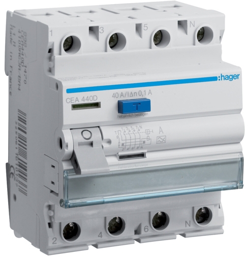 Hager 4P 6kA 40A 100mA A (CEA440D)