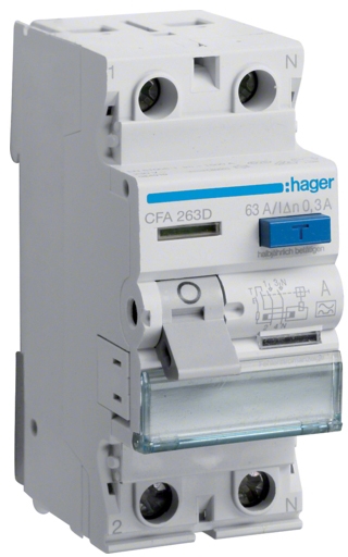 Hager 2P 6kA 63A 300mA A (CFA263D)