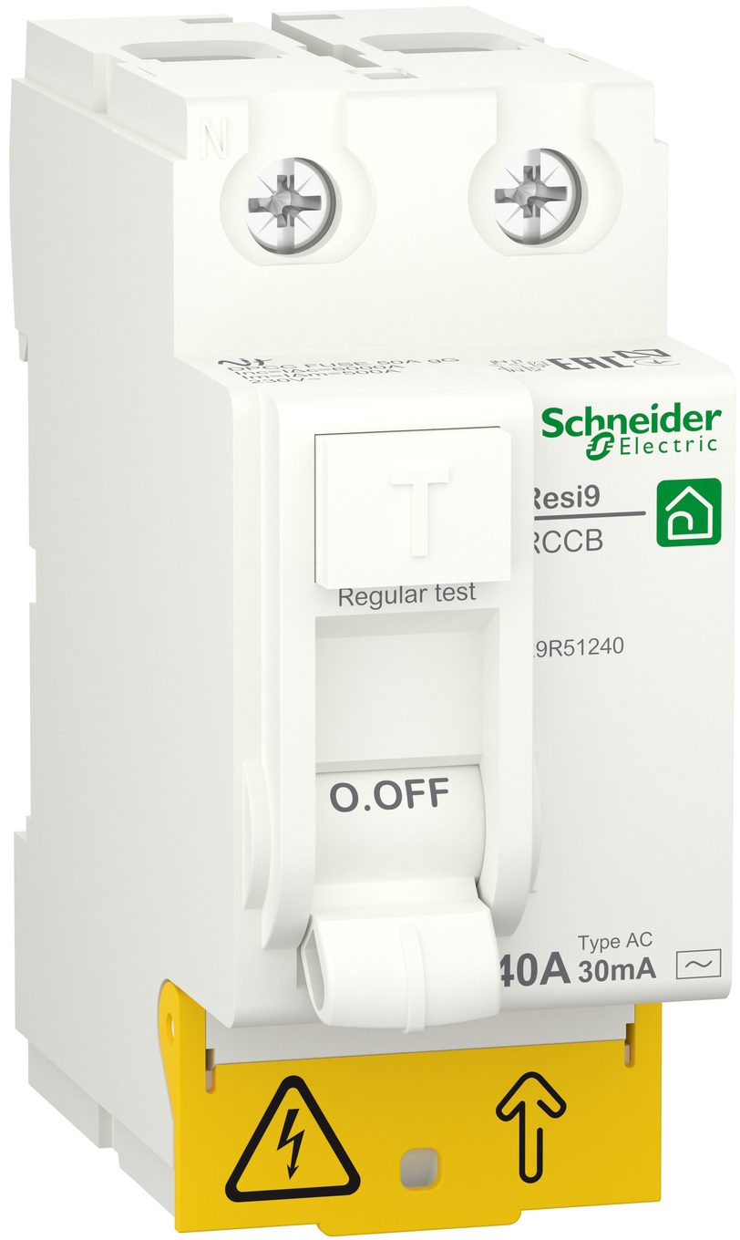 Дифференциальный автоматический выключатель Schneider Electric RESI9 2P 40A 30mA АС (R9R51240)