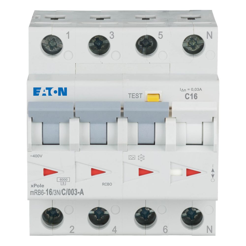 Дифференциальный автоматический выключатель Eaton mRB6-16/3N/C/003-A (120660) цена 6920 грн - фотография 2