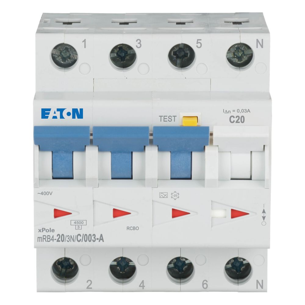 Дифференциальный автоматический выключатель Eaton mRB4-20/3N/C/003-A (120677) цена 6809 грн - фотография 2