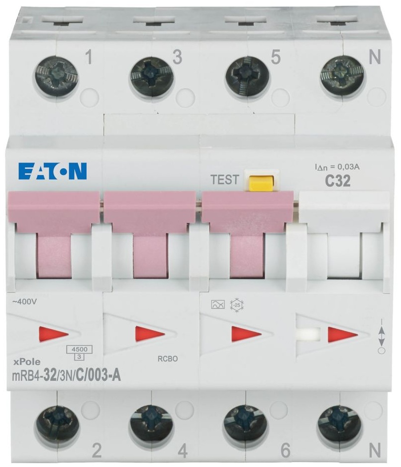 Дифференциальный автоматический выключатель Eaton mRB4-32/3N/C/003-A (167508)