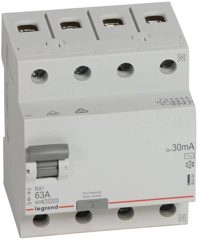 Дифференциальное реле Legrand RX3 4P 63А 30mA AC (402064)
