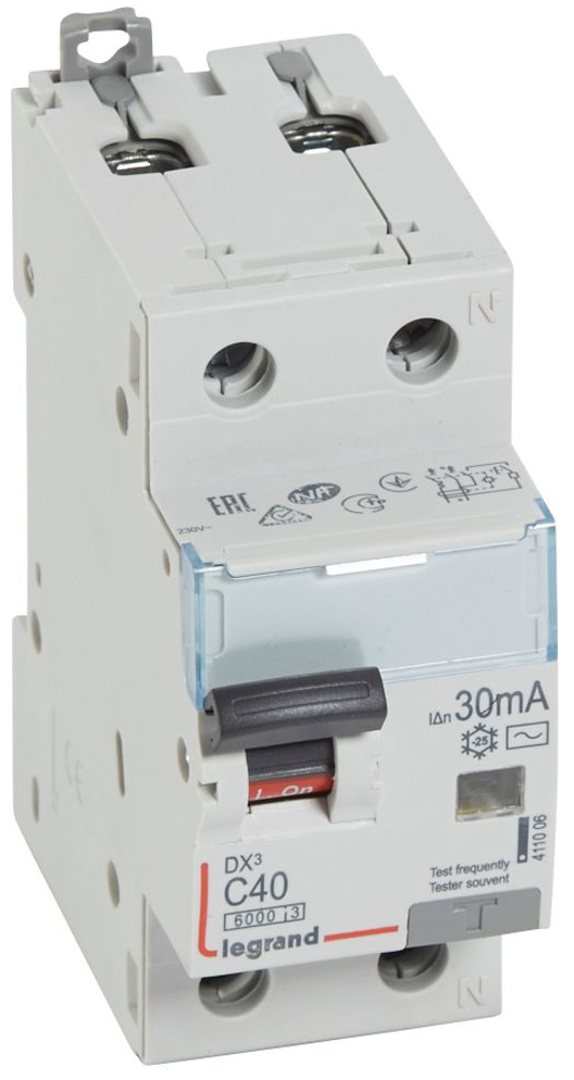 Дифференциальный автоматический выключатель Legrand DX3 1Р+N 40A C 30mA AC (411006)
