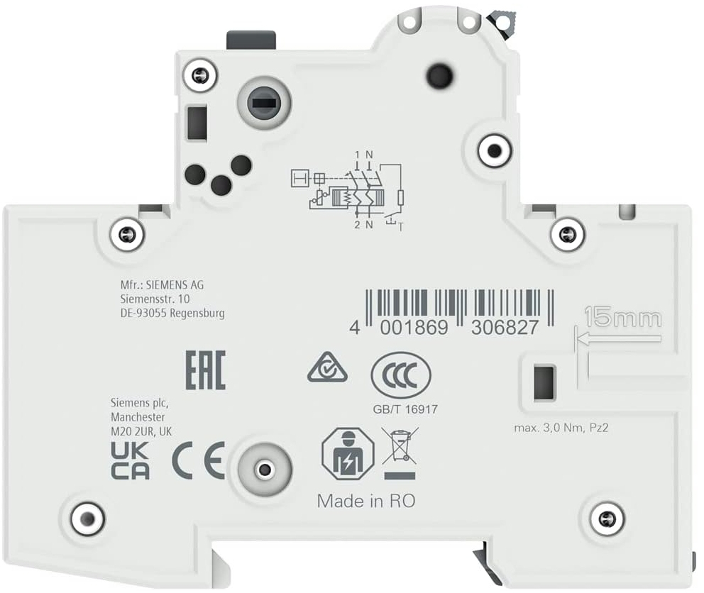 Диференціальний автоматичний вимикач Siemens RCBO 6kA 1P+N 16A B 30mA АС (5SU1356-0KK16) ціна 2509 грн - фотографія 2