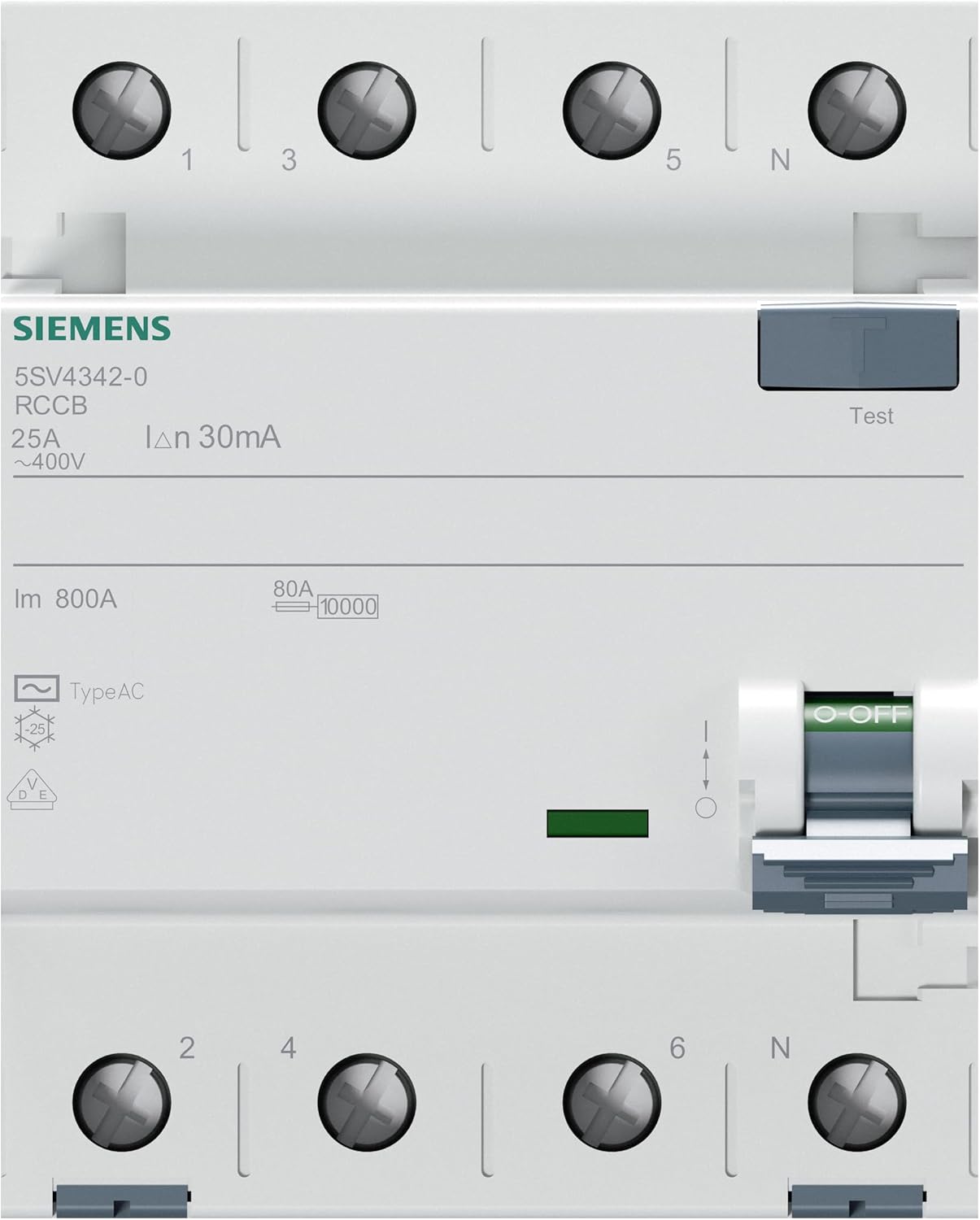 Диференціальне реле Siemens 4P 25А 30mA АС (5SV4342-0) ціна 3992 грн - фотографія 2