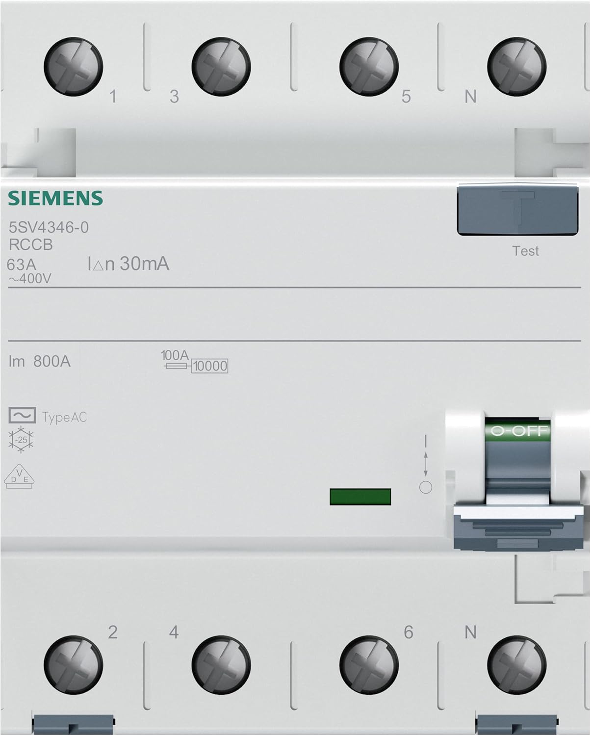 Диференціальне реле Siemens 4P 63А 30mA АС (5SV4346-0) ціна 6786 грн - фотографія 2