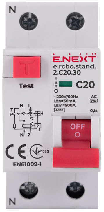 Выключатель дифференциального тока E.NEXT e.rcbo.stand.2.C20.30 (s034104) цена 0 грн - фотография 2