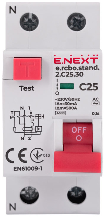 Выключатель дифференциального тока E.NEXT e.rcbo.stand.2.C25.30 (s034105) цена 0 грн - фотография 2