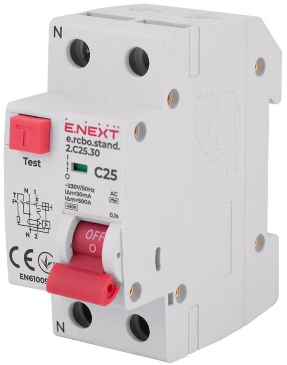 Выключатель дифференциального тока E.NEXT e.rcbo.stand.2.C25.30 (s034105)
