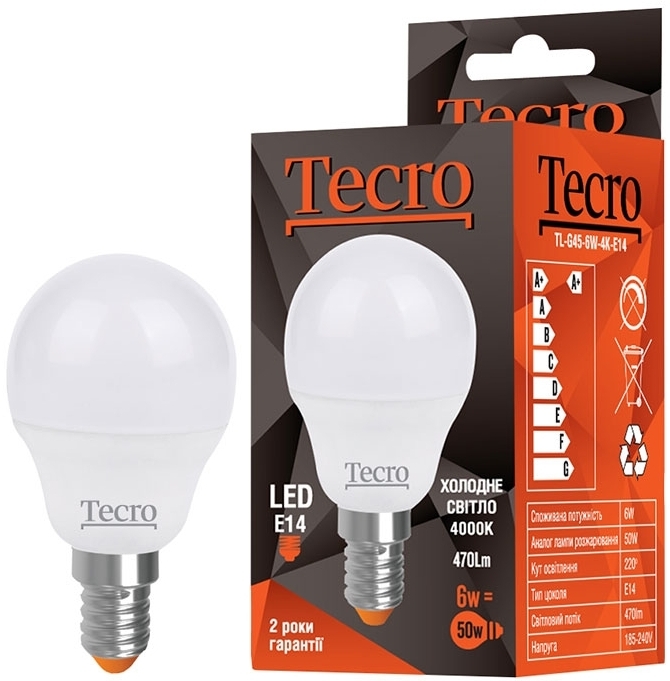 Tecro 6W E14 4000K (TL-G45-6W-4K-E14)