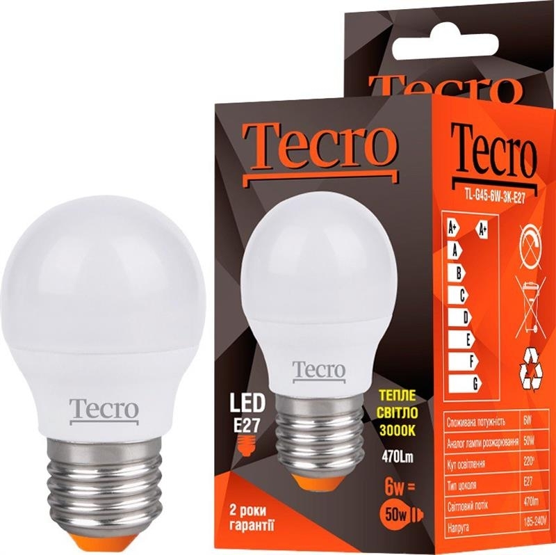 Tecro 6W E27 3000K (TL-G45-6W-3K-E27)