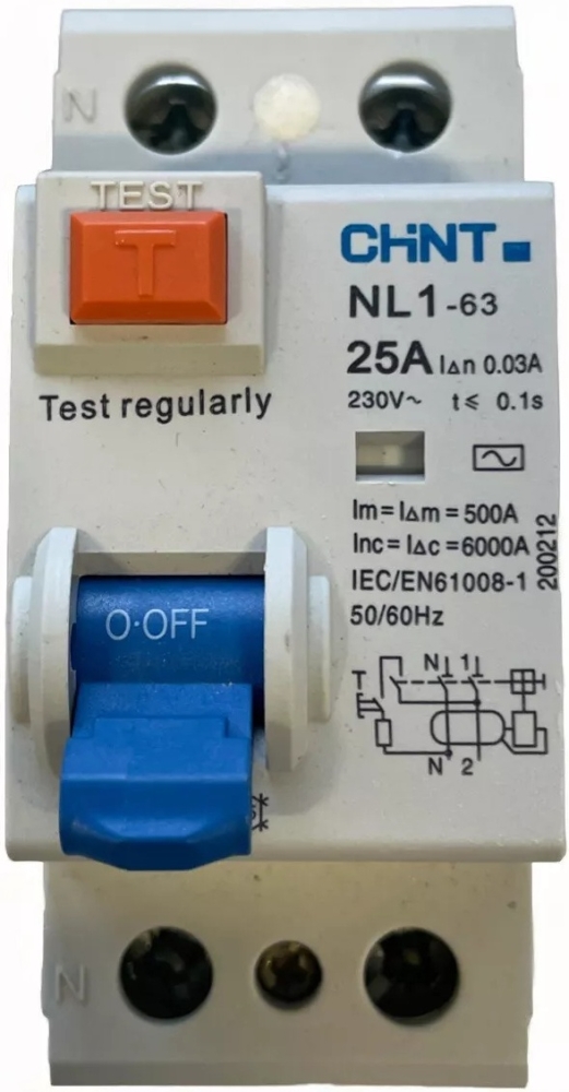 Chint NL1-63 6kA 2P 25A 30mA AC (200212)