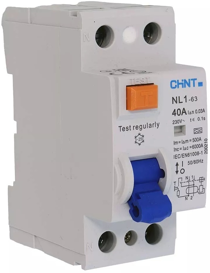 Купить дифференциальное реле Chint NL1-63 6kA 2P 40A 30mA AC (200213) в Киеве
