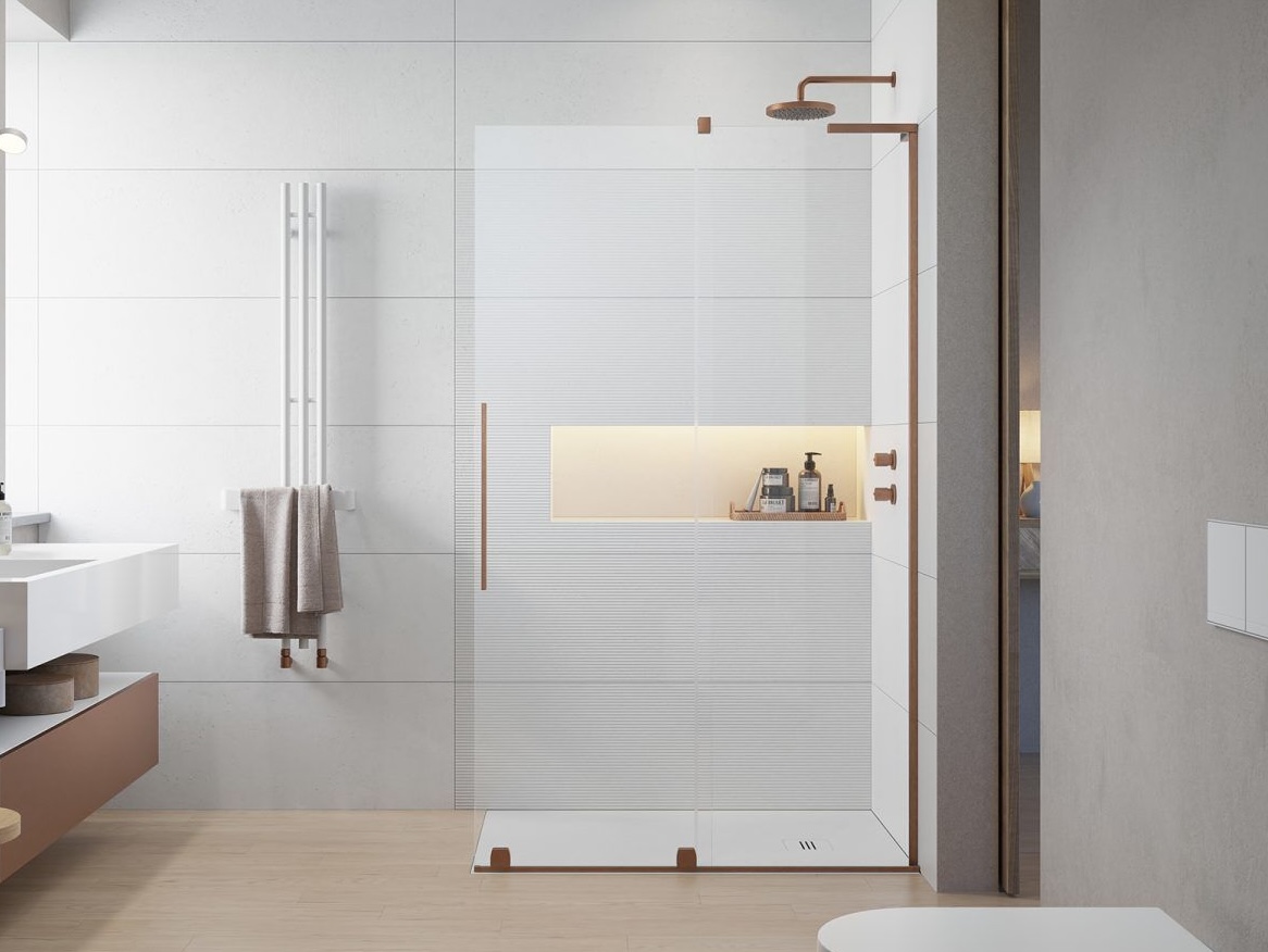 Двери душевой кабины Radaway Furo SL Brushed Copper Walk-in 53.8x200 (10306538-93-01R) обзор - фото 8