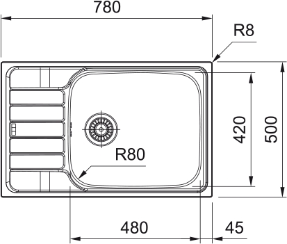 Franke Spark SKL 611-78 XL (101.0716.716) Габаритні розміри