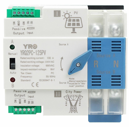 Автоматичне введення резерву YRO YRQ2PC-125PV, 2P, 125A (YRQ2PC-125PV-2P)
