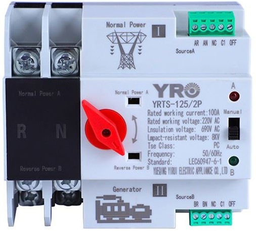 Автоматичне введення резерву YRO YRQ2PC-125, 2P, 125A (YRQ2PC-125-2P)