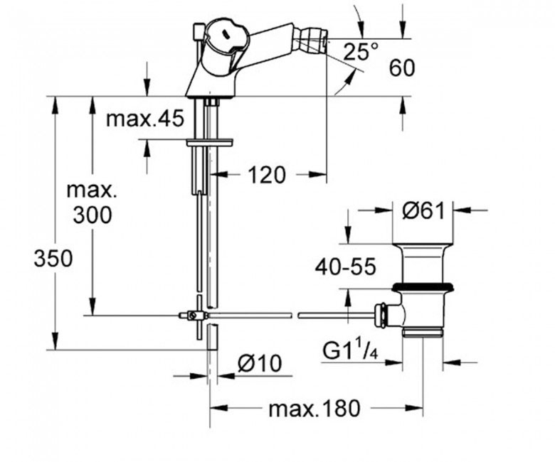 Grohe Costa 24480000 Габаритні розміри