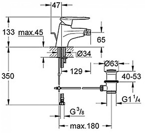 Grohe Touch 32265000 Габаритні розміри