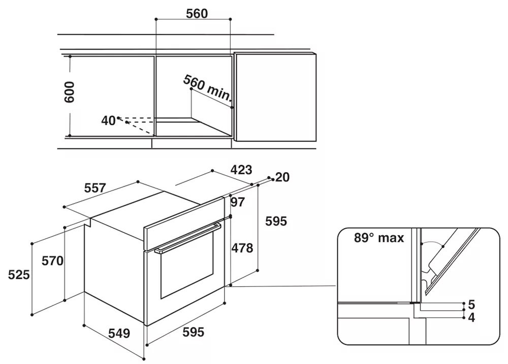 Indesit IFW3844HIX Габаритні розміри