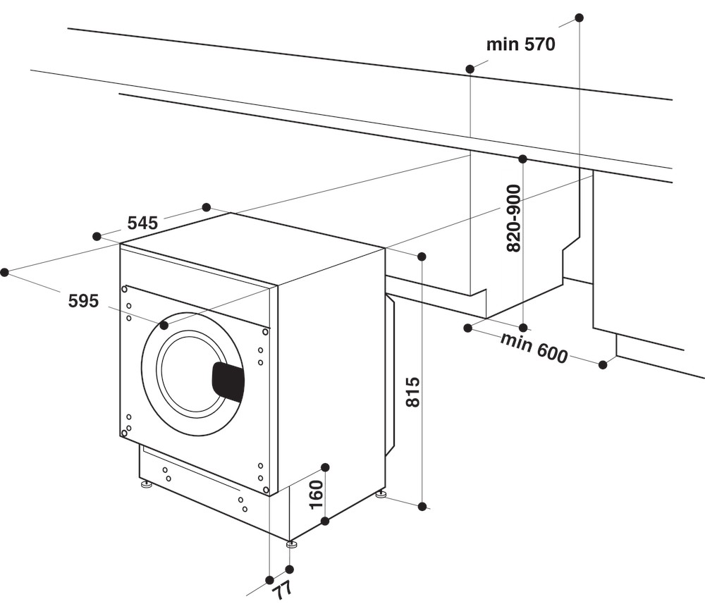 Whirlpool BI WDWG 75148 EU Габаритні розміри