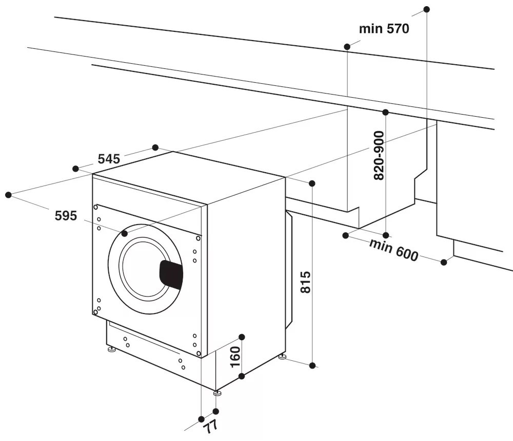 Whirlpool BI WMWG 71484E EU Габаритні розміри