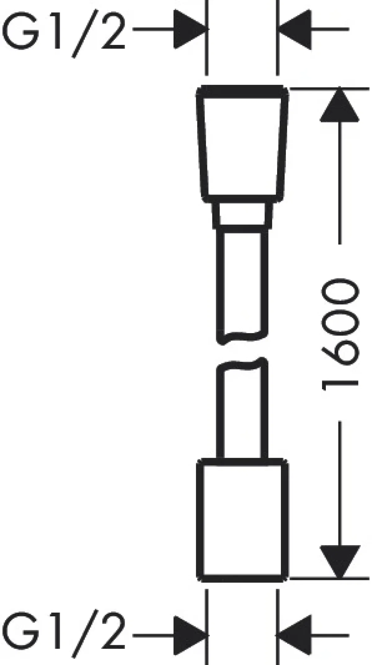 Hansgrohe Designflex 1.6m Brushed Black Chrome 28260340 Габаритные размеры